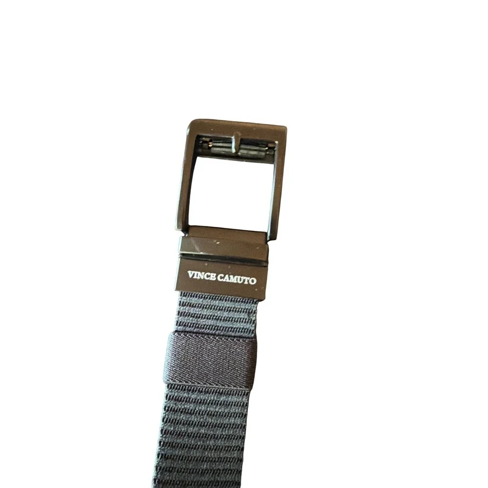 Vince Camuto Belt Black Nylon Webbing Tactical Ratchet Buckle Mens